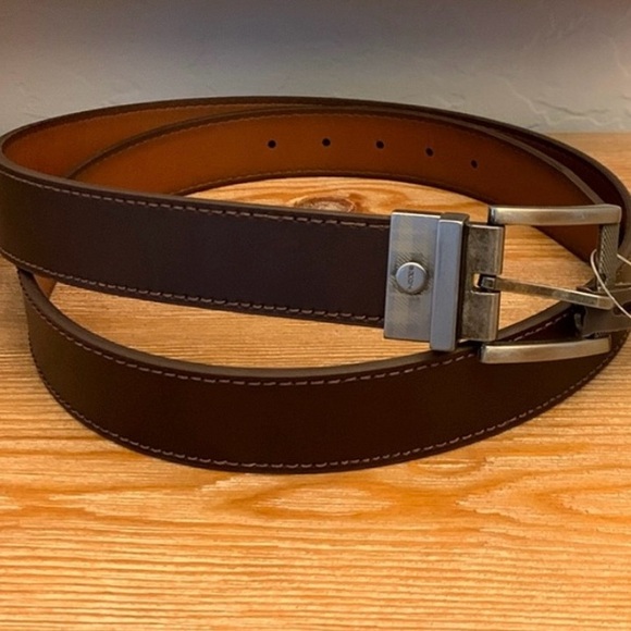 🆕 BOCONI Reversible Leather Belt - Brown/Tan - Size 44 - Picture 1 of 7